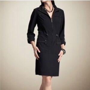 ZENERGY Neema Kinsey Dress BLACK Pockets Adjustable Pull Waist RollUp Slvs EUC